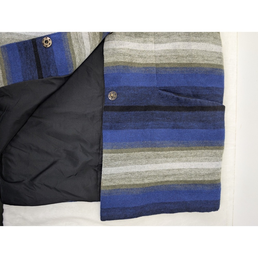 Old Navy Blanket Coat‎ Women Large Blue Stripe Jacket Snap Southwest Wool Chore - Picture 6 of 8